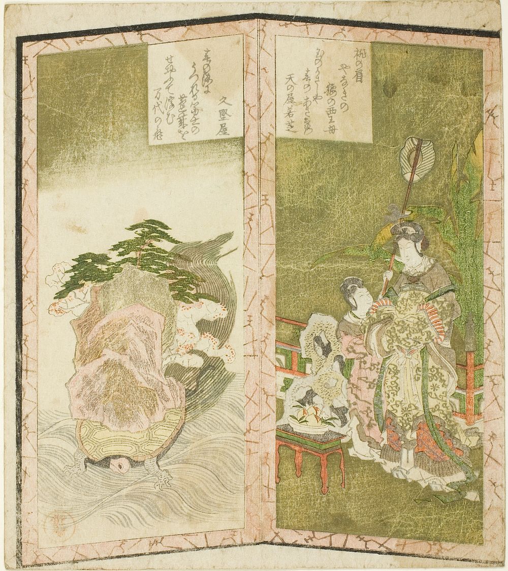 Seiobo (Queen Mother of the West) and tortoise, from an untitled hexaptych depicting a pair of folding screens by Ryuryukyo…