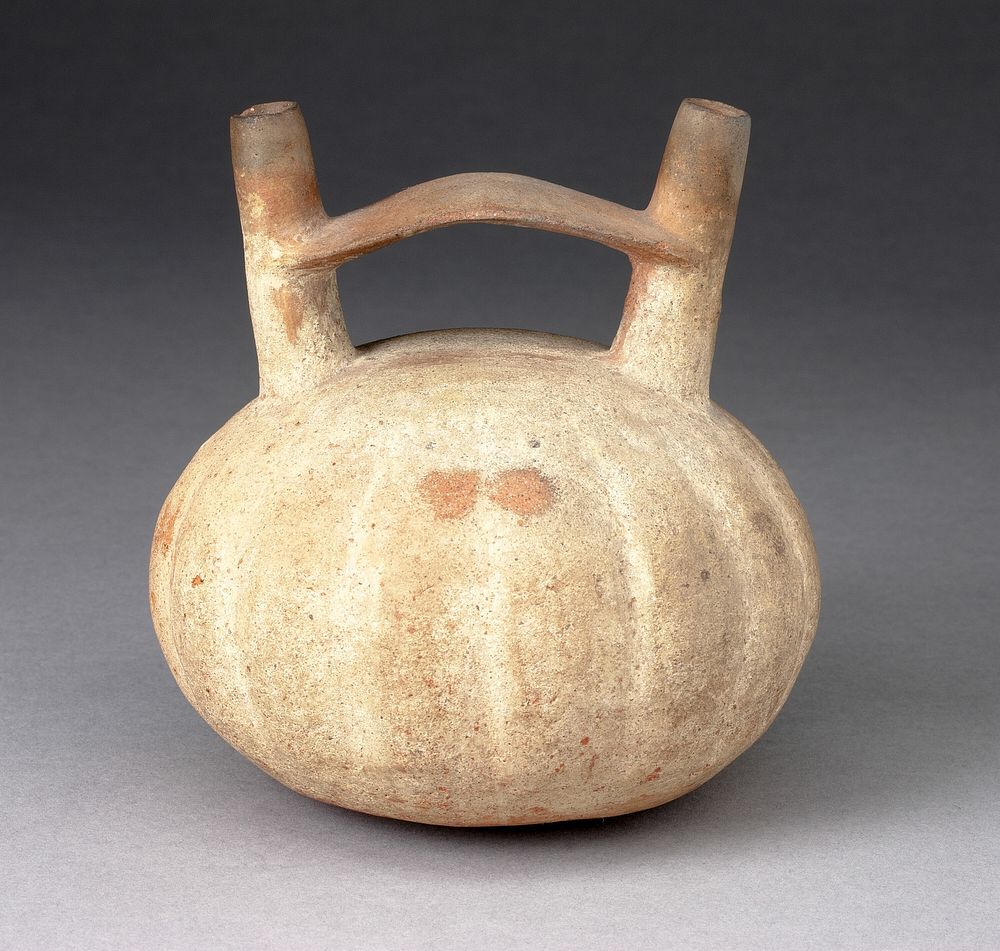 Double Spout and Bridge Vessel in the Form of a Ridged Gourd by Paracas