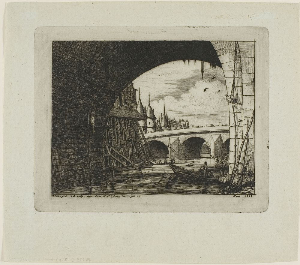 An Arch of Pont Notre-Dame, Paris by Charles Meryon