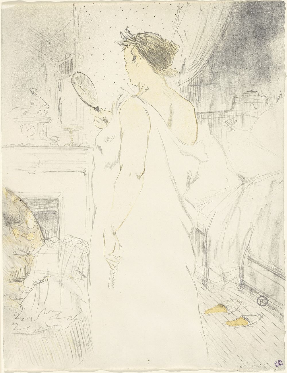 Woman at the Mirror—Mirror in Hand, plate six from Elles by Henri de Toulouse-Lautrec