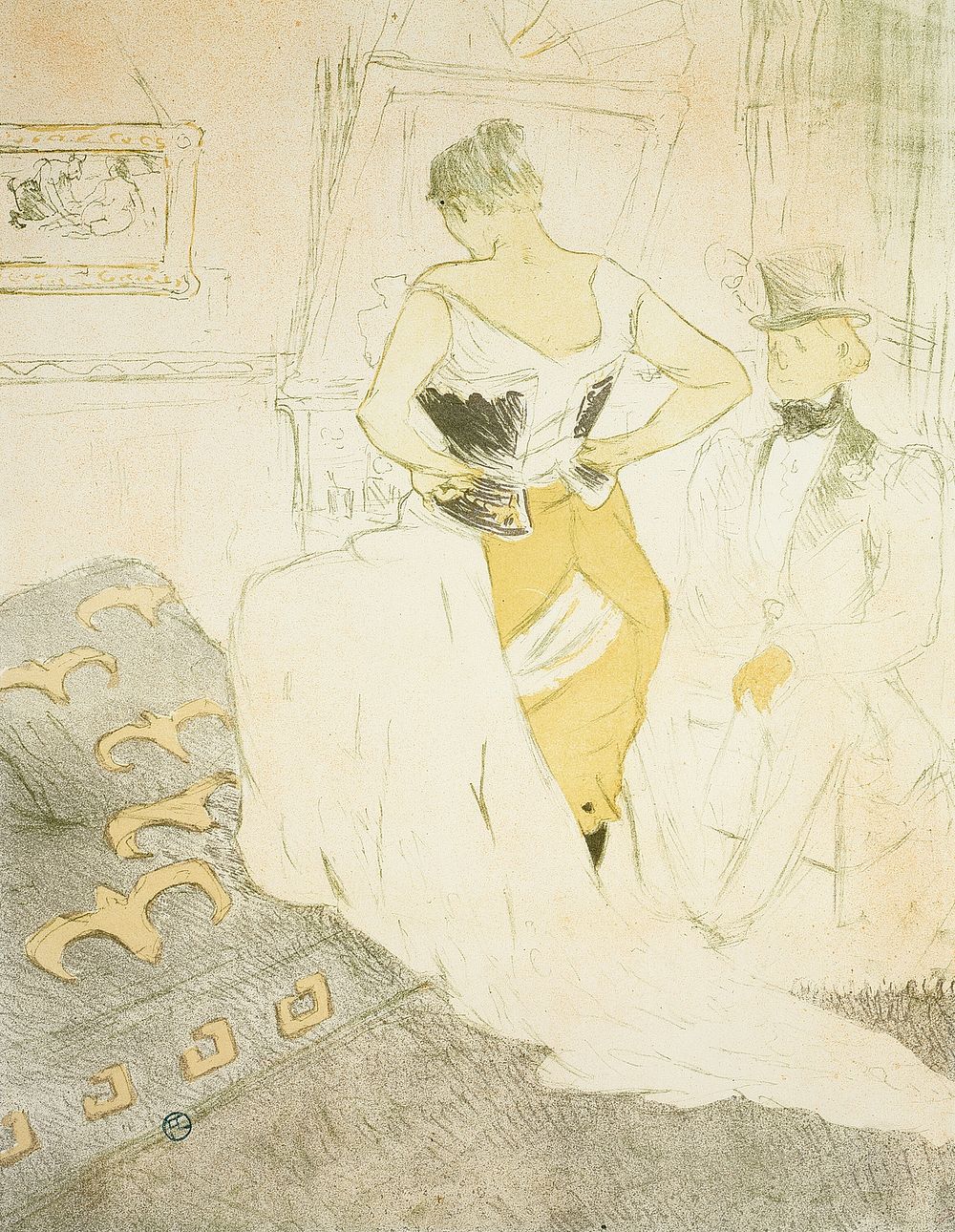 Woman Fastening a Corset, Passing Conquest, plate nine from Elles by Henri de Toulouse-Lautrec