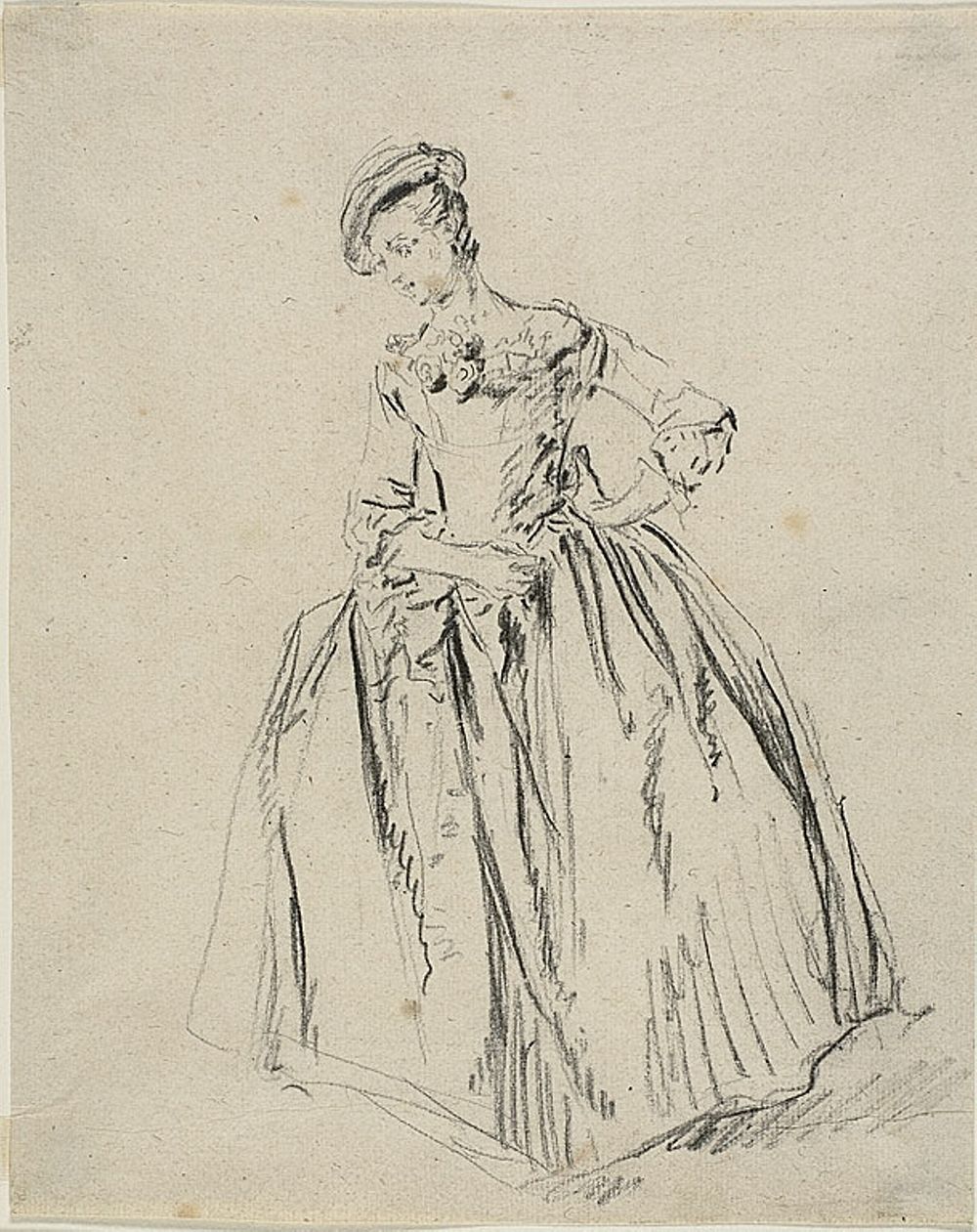 Study: Young Woman Standing Hand on Hip by Nicolas Lancret
