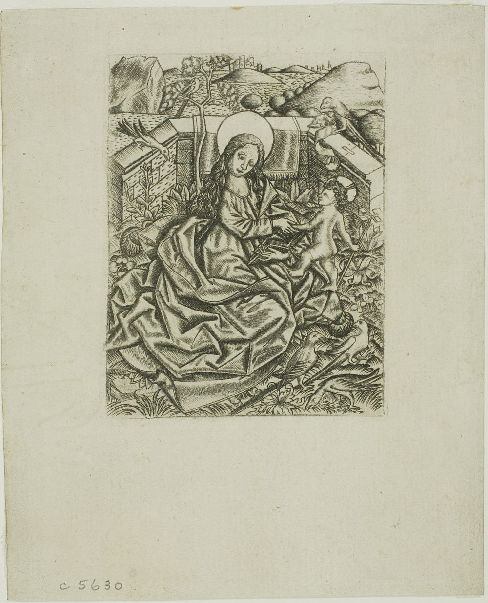 The Virgin and Child in the Garden by Israhel van Meckenem, the younger