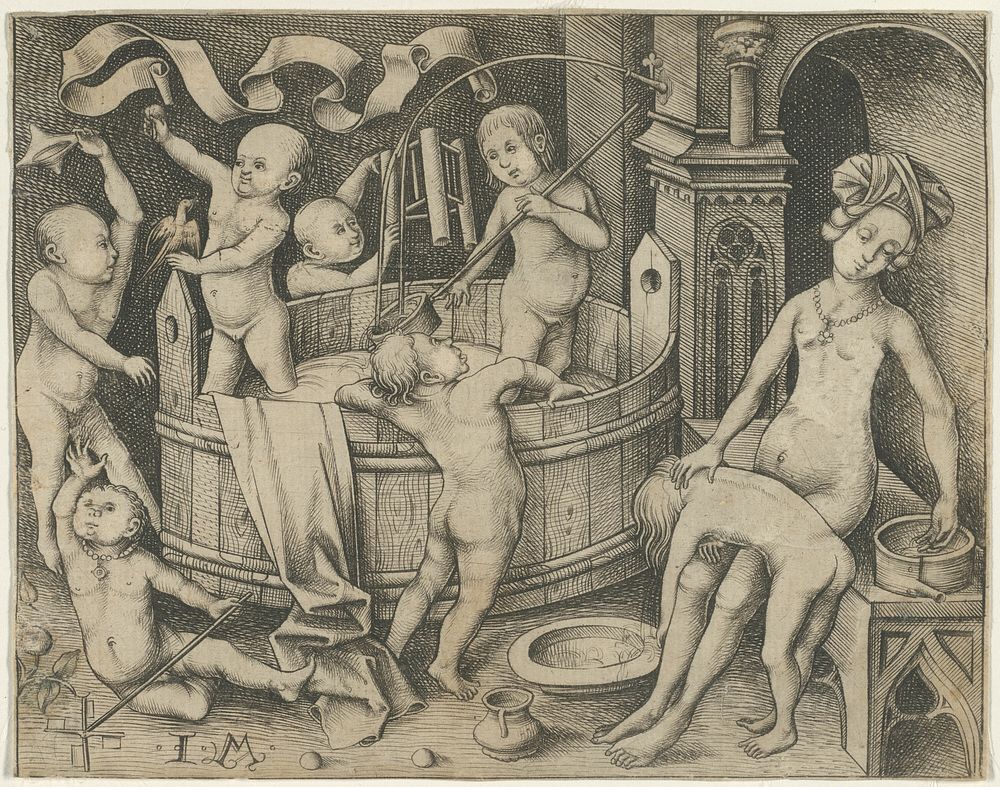 The Children's Bath by Israhel van Meckenem, the younger