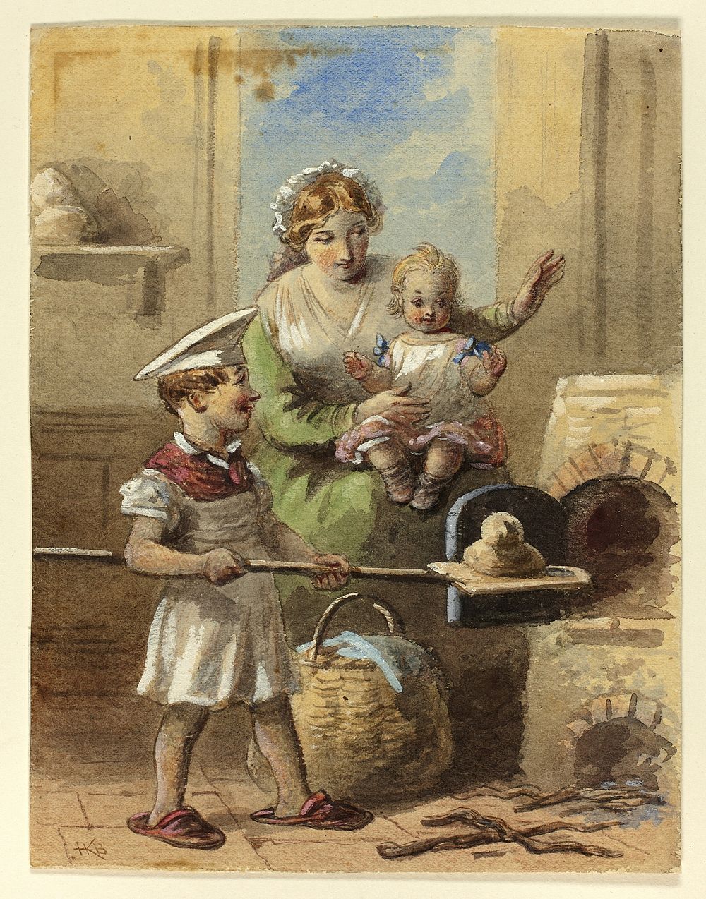 Boy Baking Bread by Hablot Knight Browne