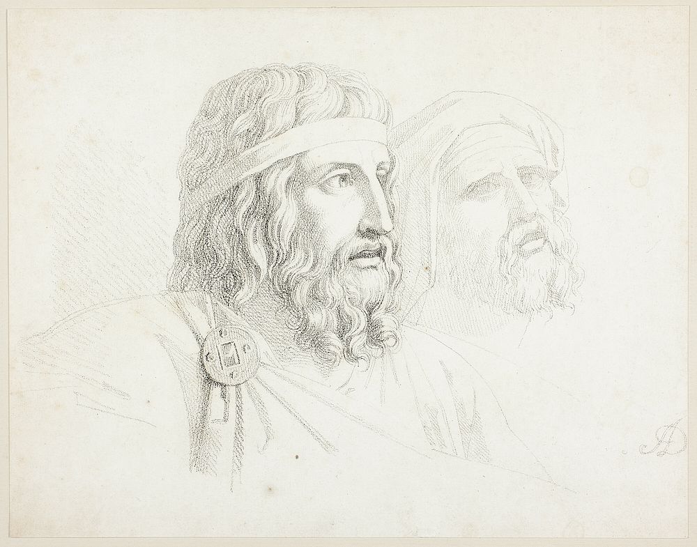Two Merovingian Heads by Auguste Gaspard Louis Boucher Desnoyers