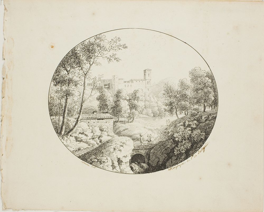 Landscape in an Oval by Lameau