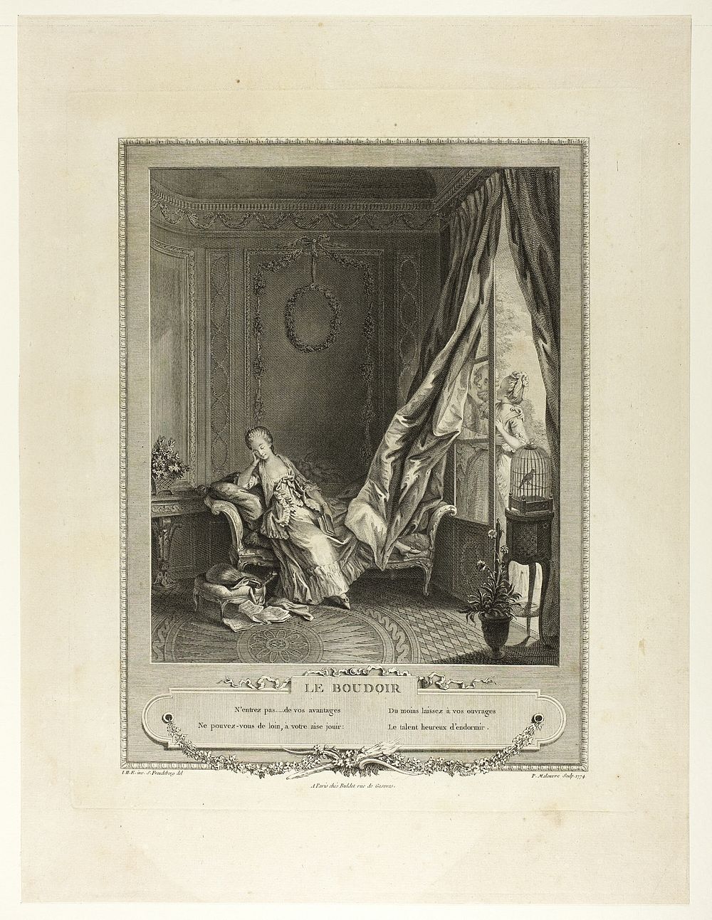 The Boudoir, from Monument du Costume Physique et Moral de la fin du Dix-huitième siècle by Pierre Maleuvre
