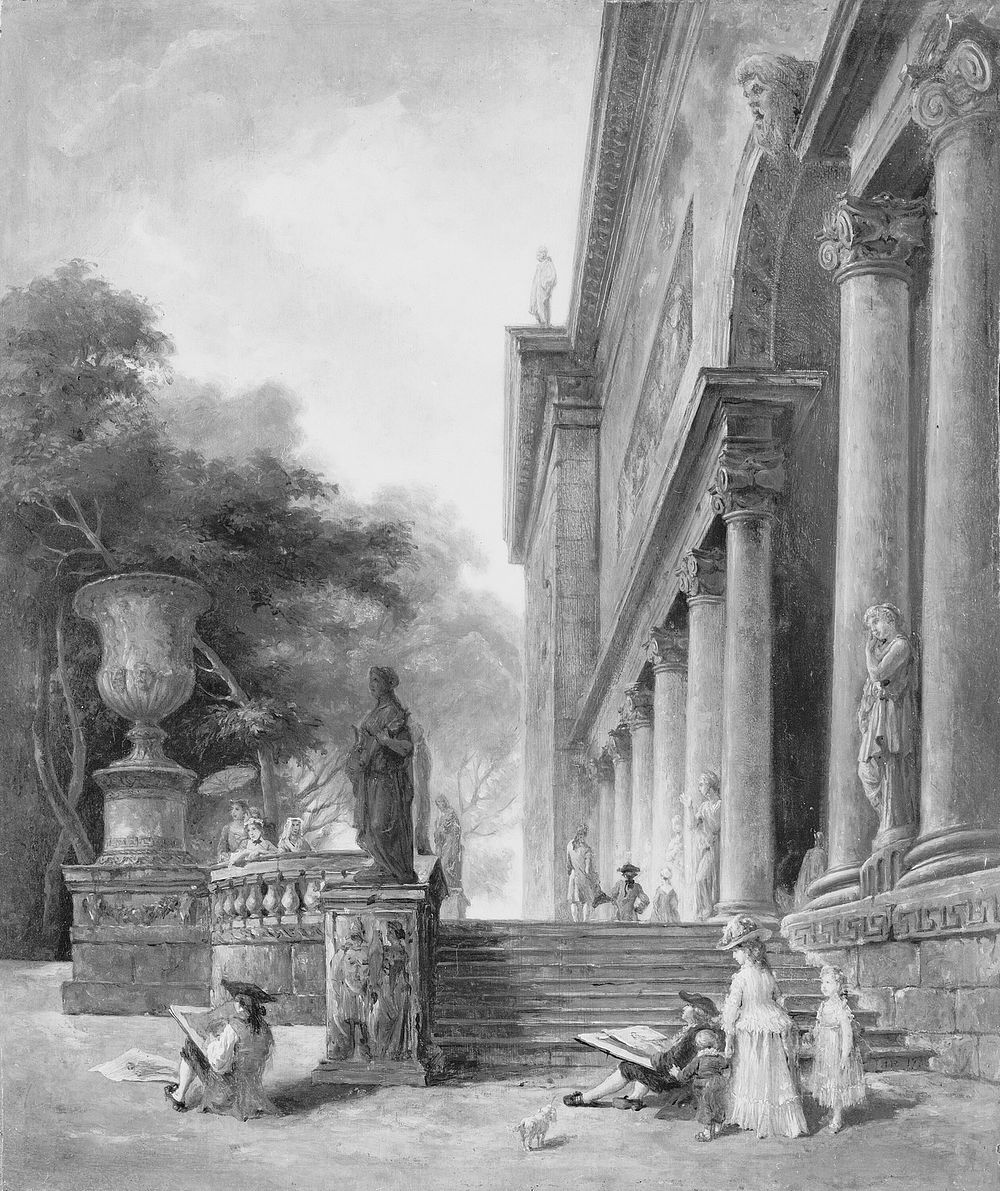 Colonnade and Gardens of the Medici Palace by Style of Hubert Robert