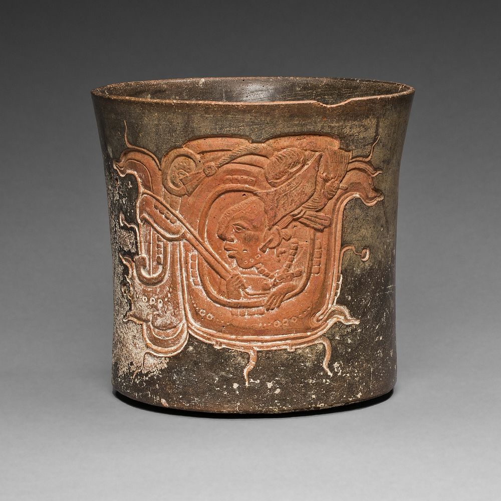 Carved Vessel Depicting a Lord Wearing a Water-Lily Headdress by Maya