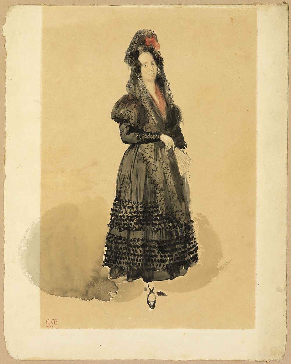 Young Spanish Lady in Costume of Manola by Eugène Delacroix