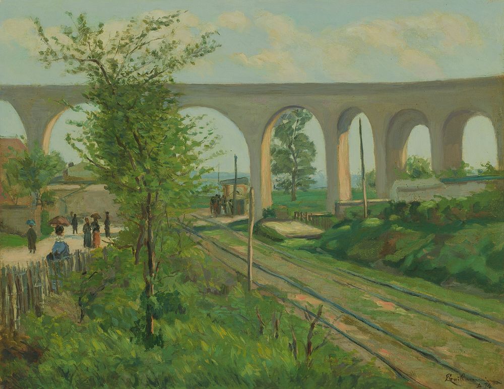 The Arcueil Aqueduct at Sceaux Railroad Crossing by Jean Baptiste Armand Guillaumin