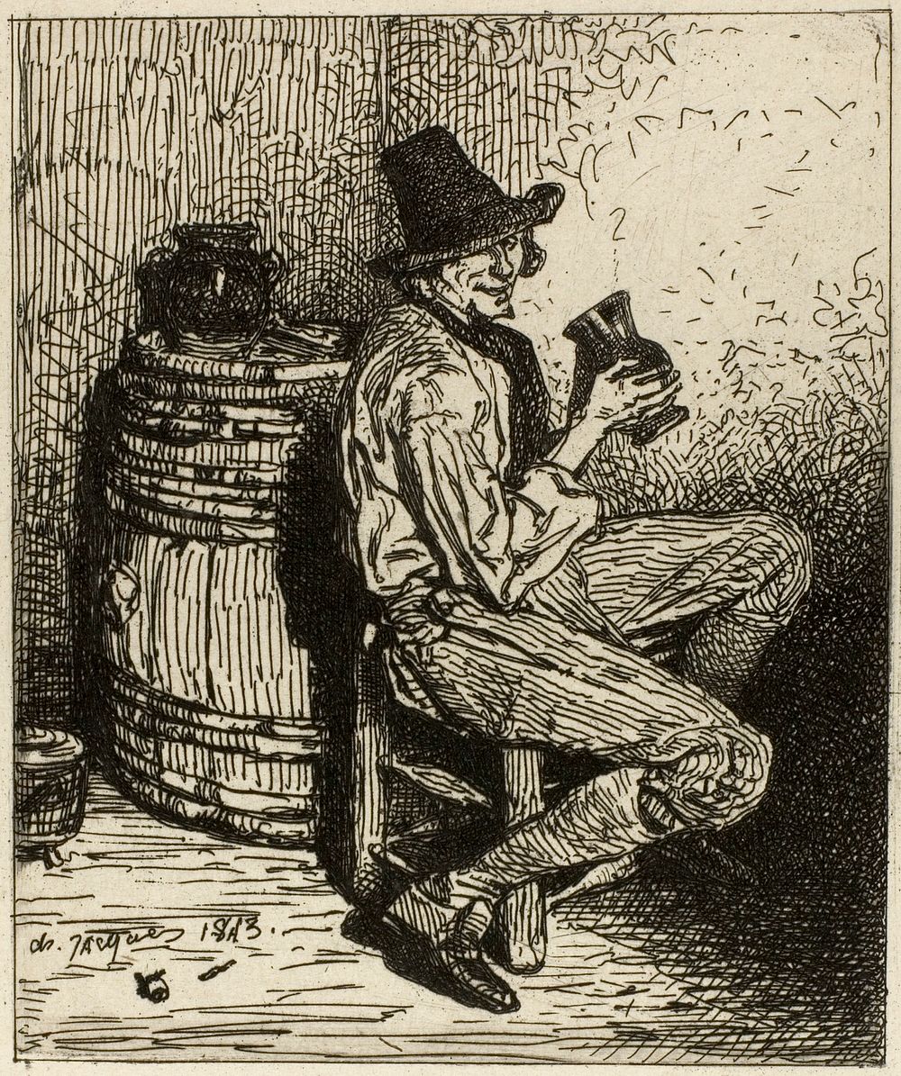 Drinker by Charles Émile Jacque