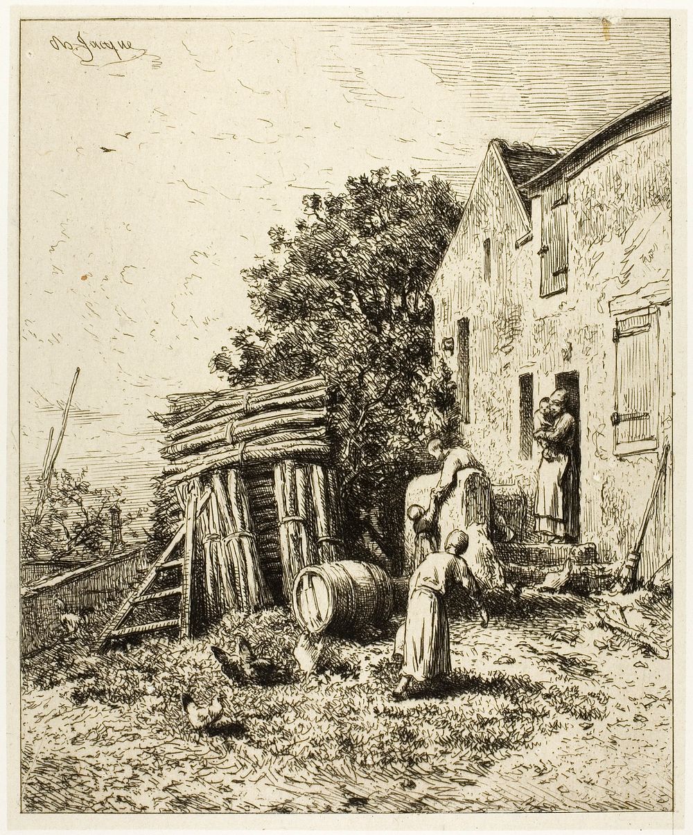 A Rustic Dwelling by Charles Émile Jacque
