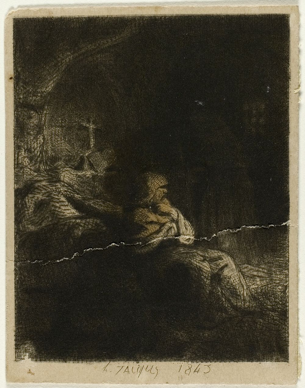 Monk at Prayer by Charles Émile Jacque