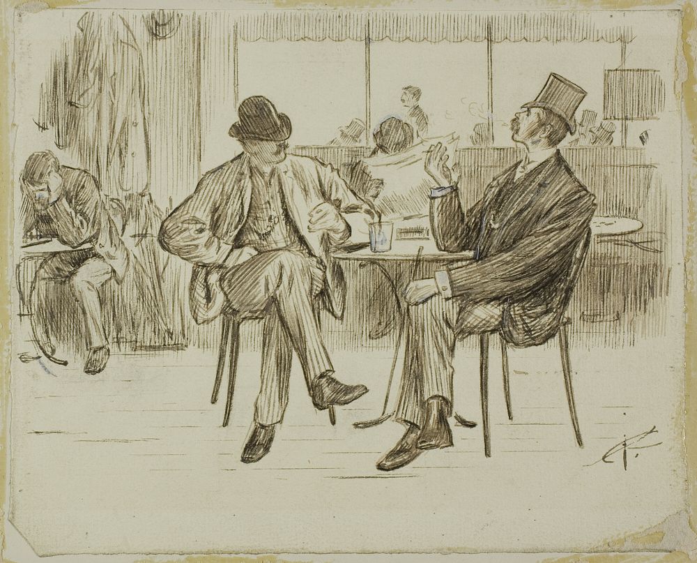 Café Scene by Charles Samuel Keene