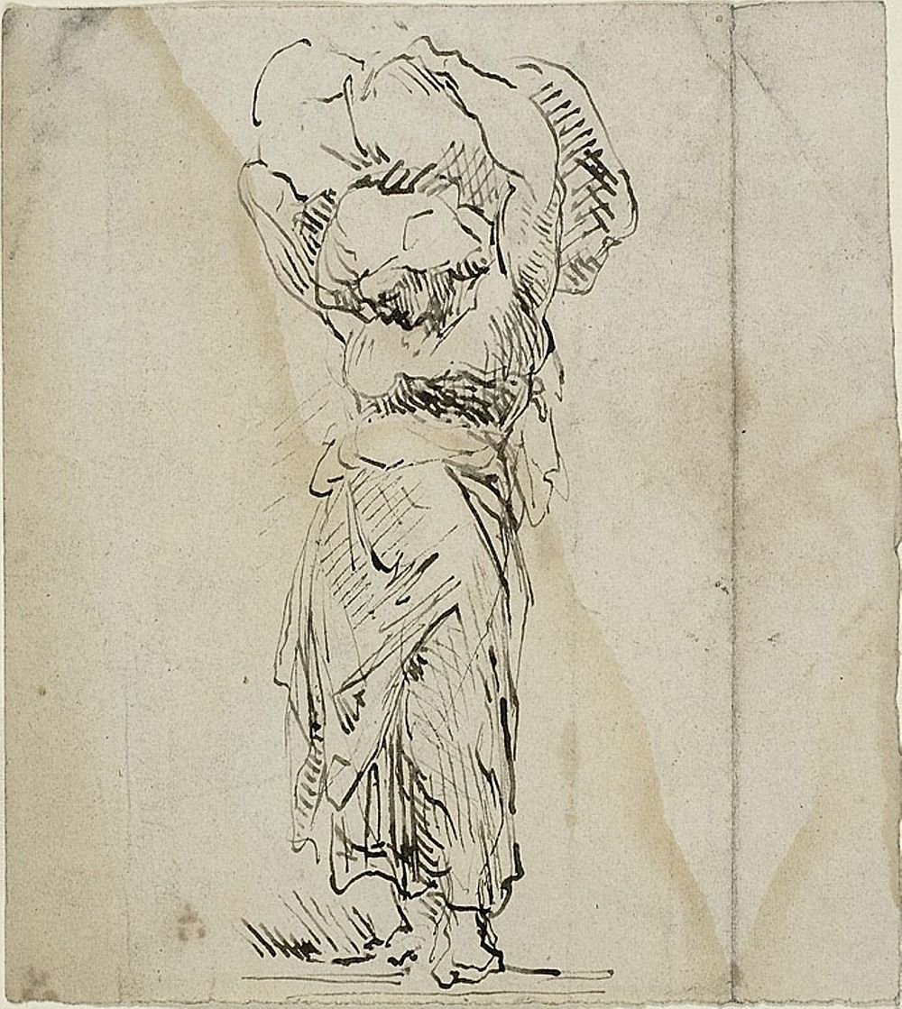 Standing Female Figure Carrying a Large Bundle by Jean Baptiste Carpeaux