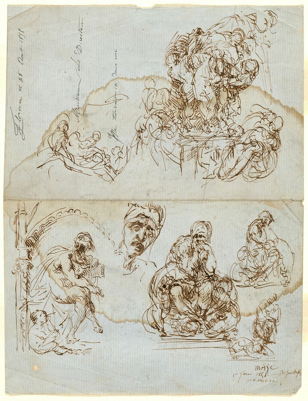 Unfinished Letter with Studies for the Ugolino Group by Jean Baptiste Carpeaux