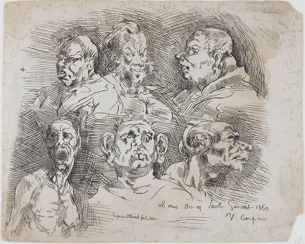 Studies of Heads by Jean Baptiste Carpeaux