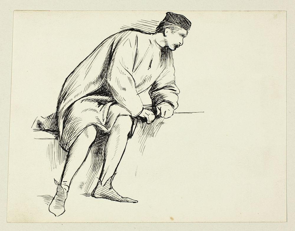 Seated Man Leaning on his Arm by Henry Stacy Marks