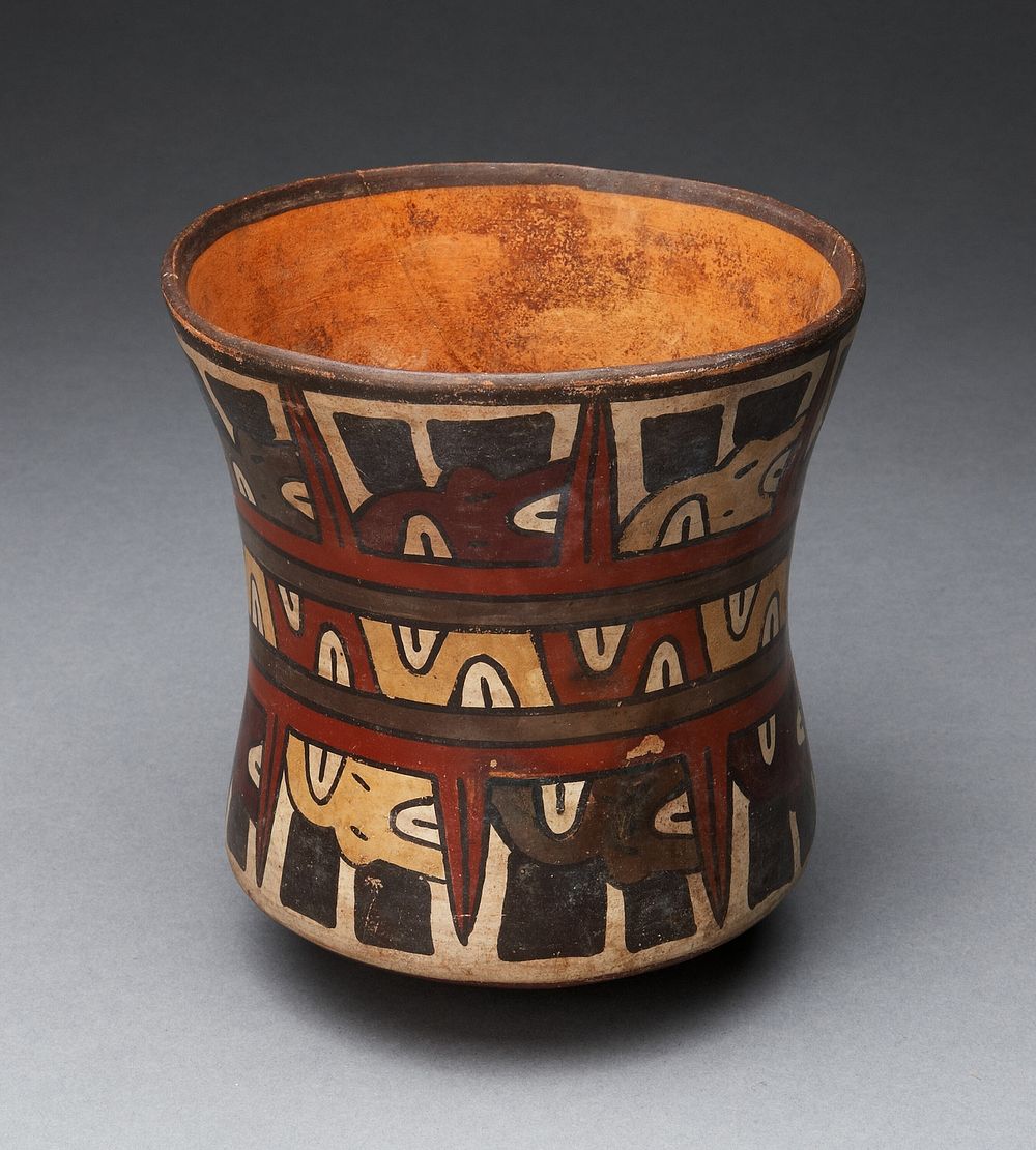 Beaker Depicting Rows of Abstract Human Heads by Nazca