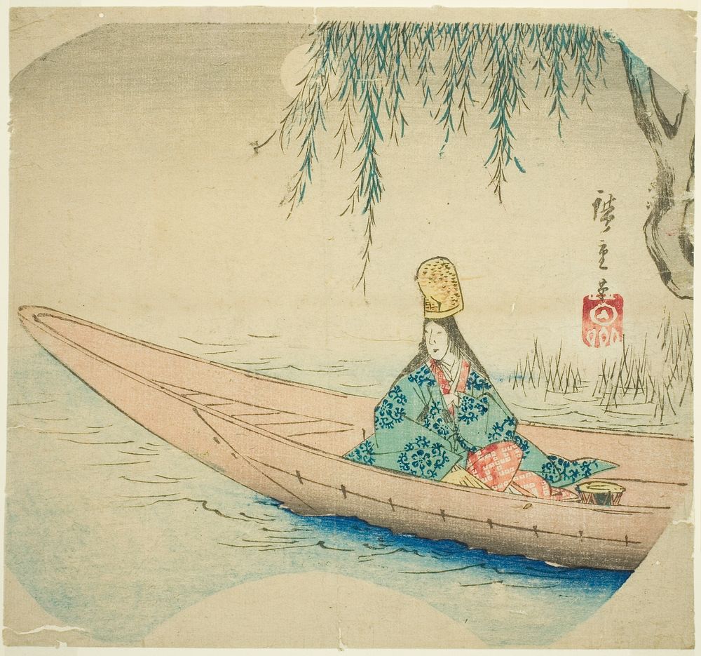 Shirabyoshi dancer in asazuma boat by Utagawa Hiroshige