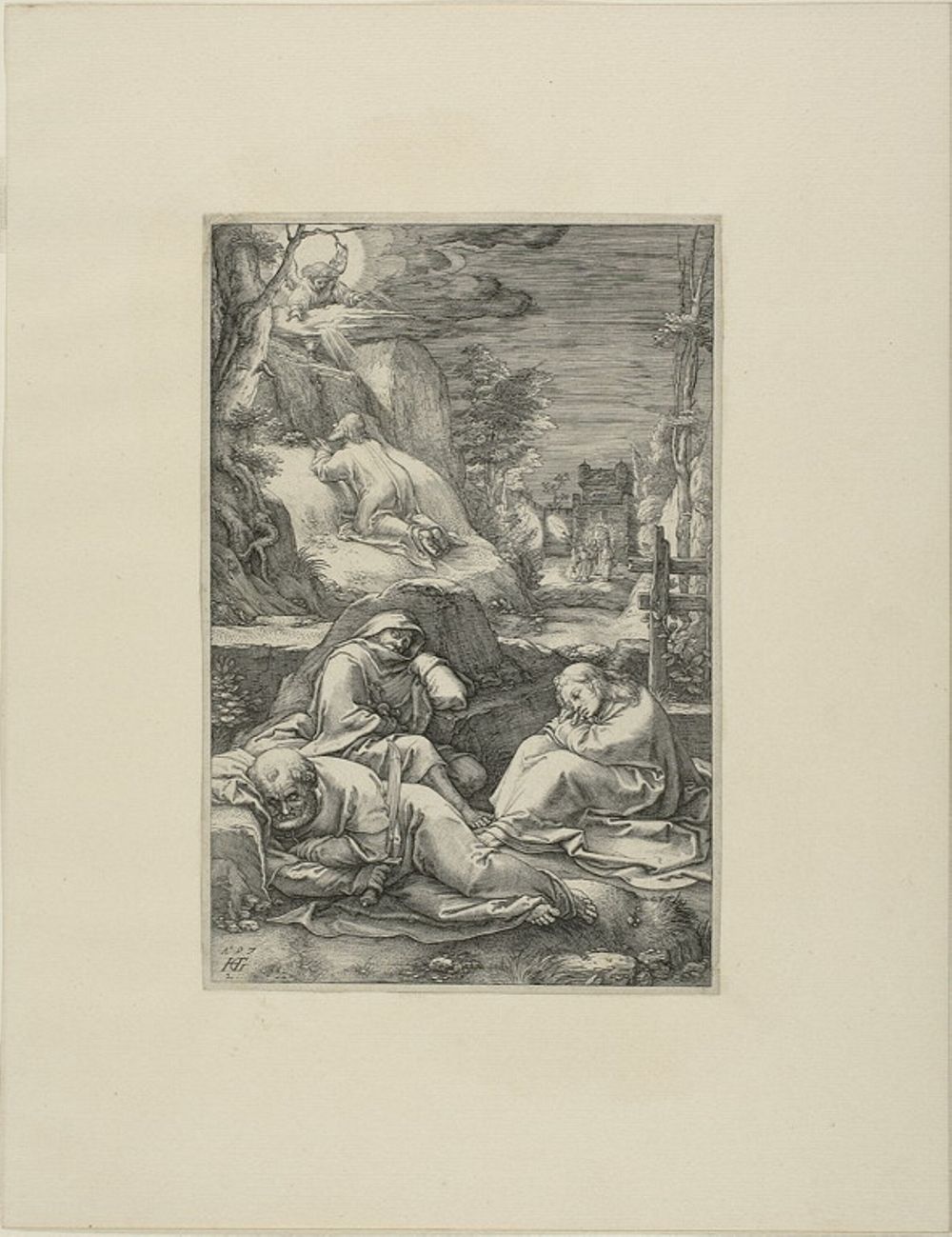 The Agony in the Garden, plate two from The Passion of Christ by Hendrick Goltzius