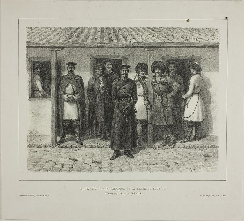 Cossack Bodyguards of the Line, Kuban, Taman, Détroit de Yéni-Kaleb, October 9, 1837 by Denis Auguste Marie Raffet