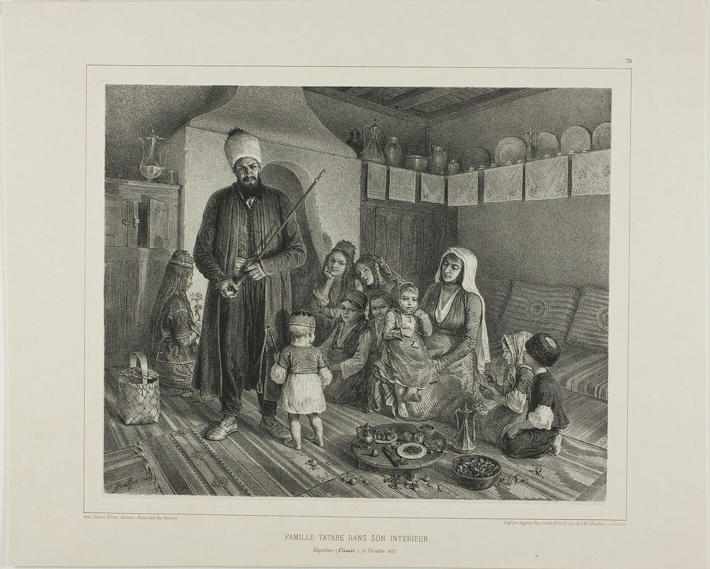 Tartar Family in Their Home, Kapskhor, Crimea, October 21, 1837 by Denis Auguste Marie Raffet