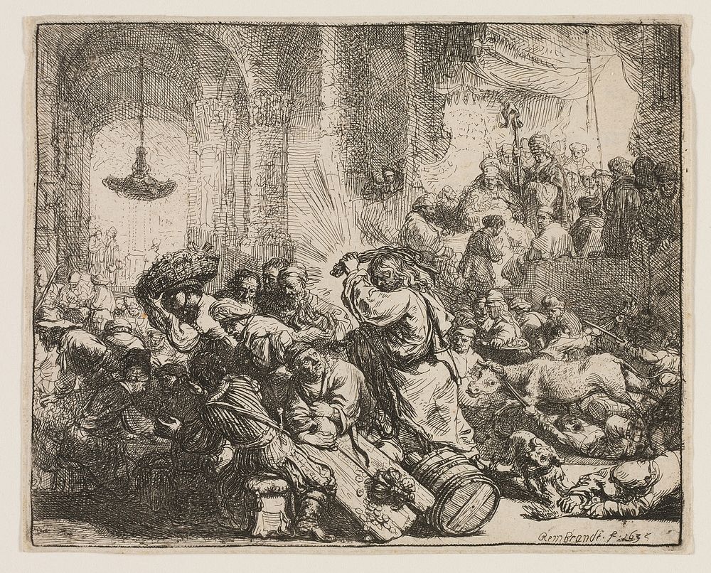 Christ Driving the Money Changers from the Temple by Rembrandt van Rijn