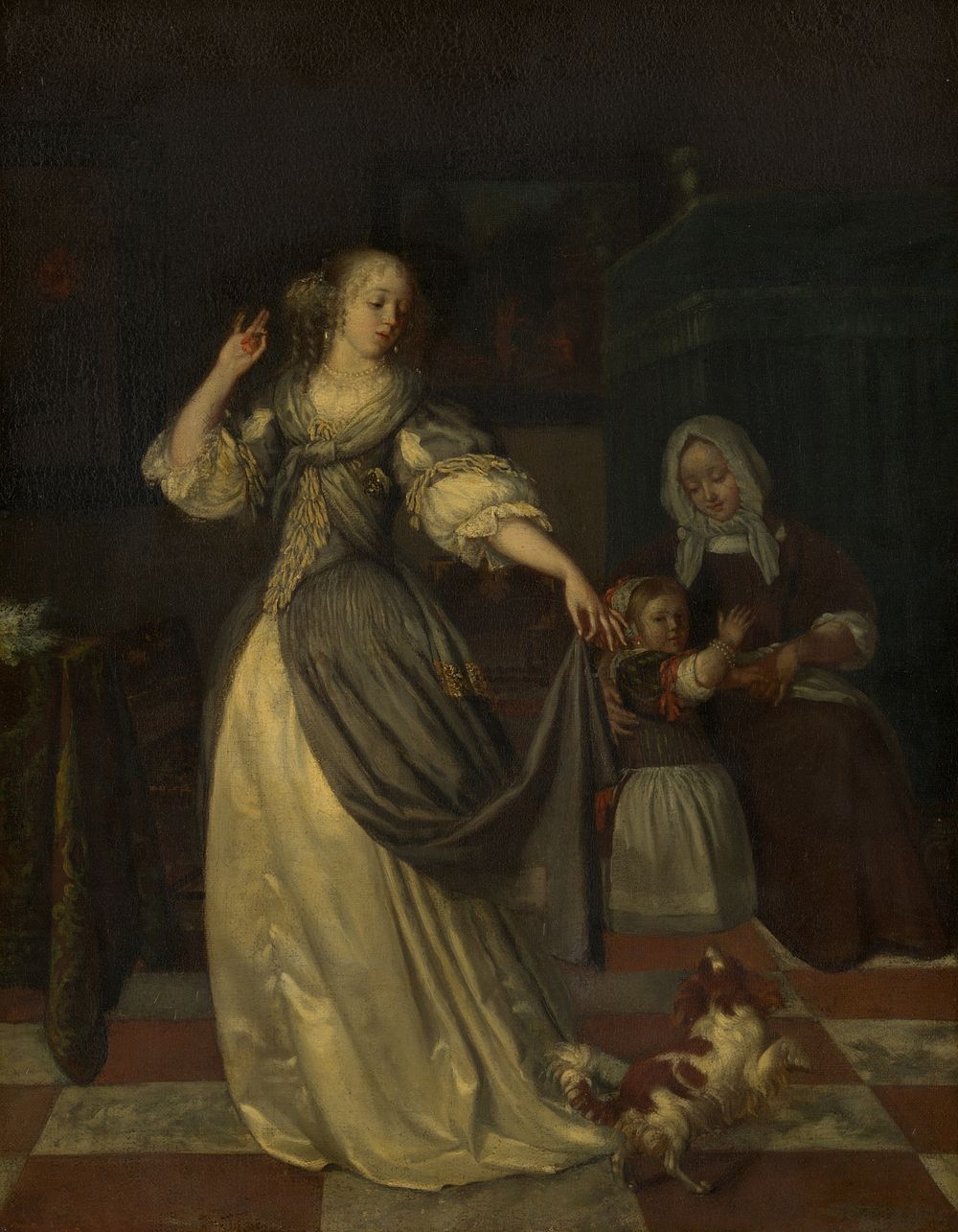 Lady Playing with a Dog by Eglon van der Neer