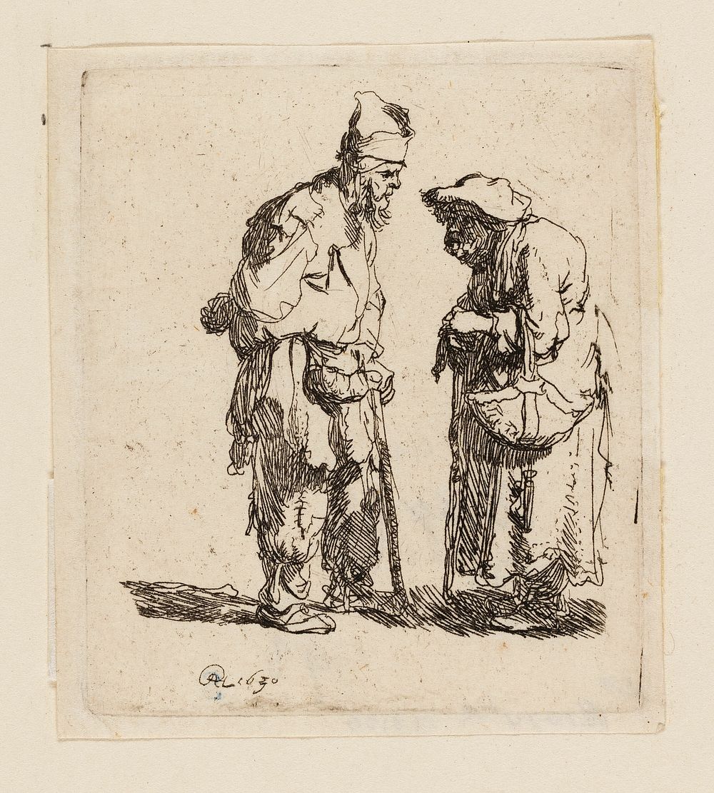Beggar Man and Beggar Woman Conversing by Rembrandt van Rijn
