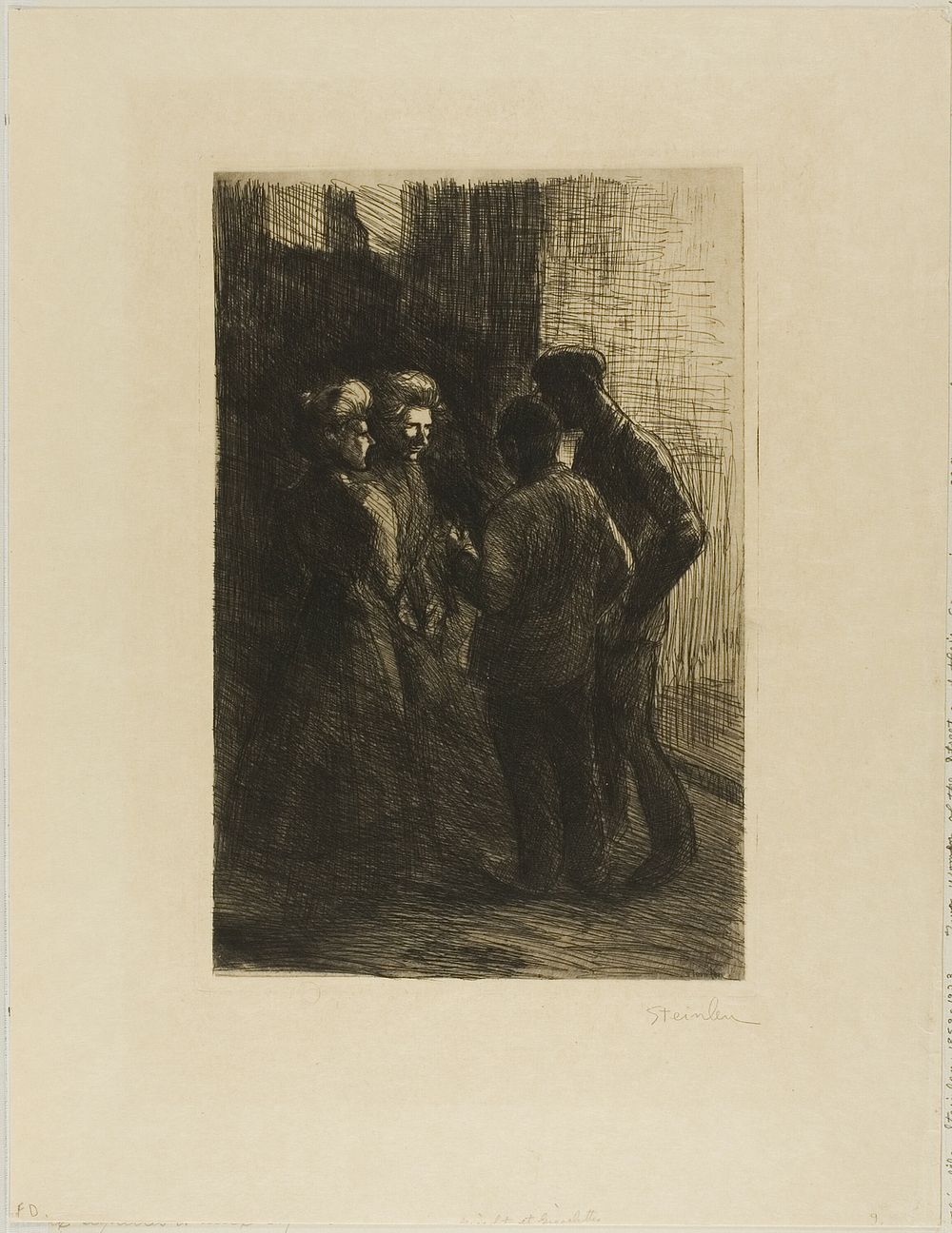 Two Women of the Street and Their Companions by Théophile-Alexandre Pierre Steinlen