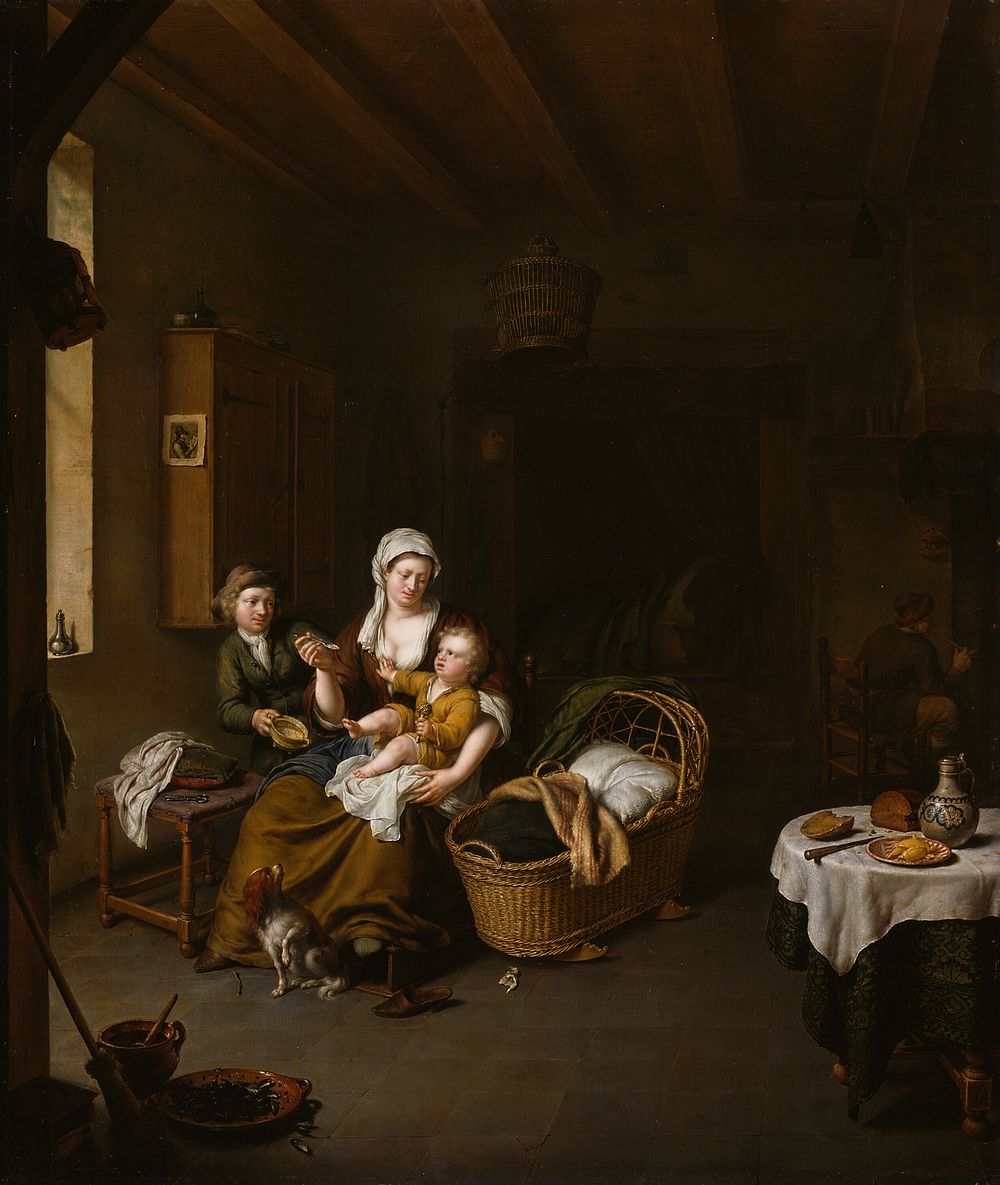 A Mother Feeding her Child (The Happy Mother) by Willem van Mieris
