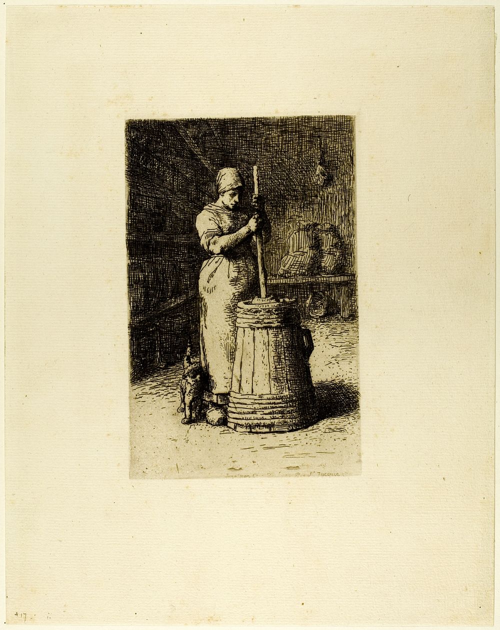 A Woman Churning by Jean François Millet