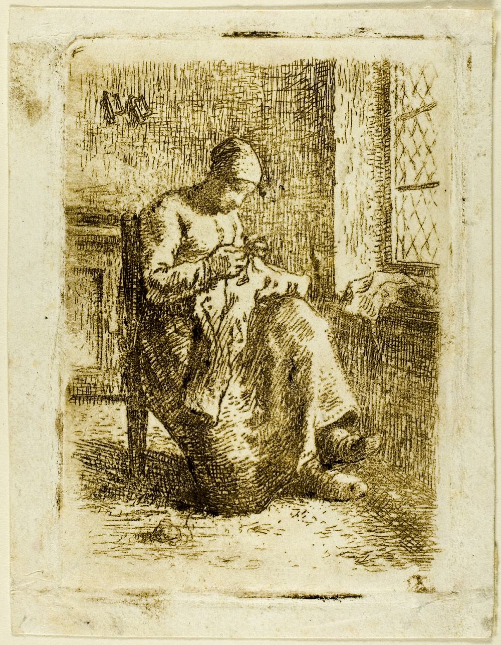 A Woman Sewing by Jean François Millet