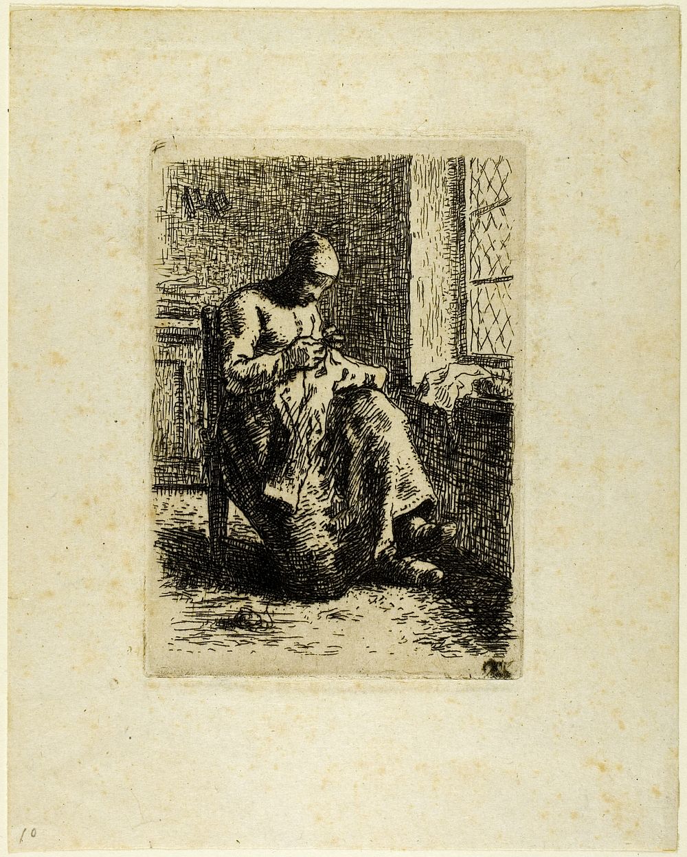 A Woman Sewing by Jean François Millet