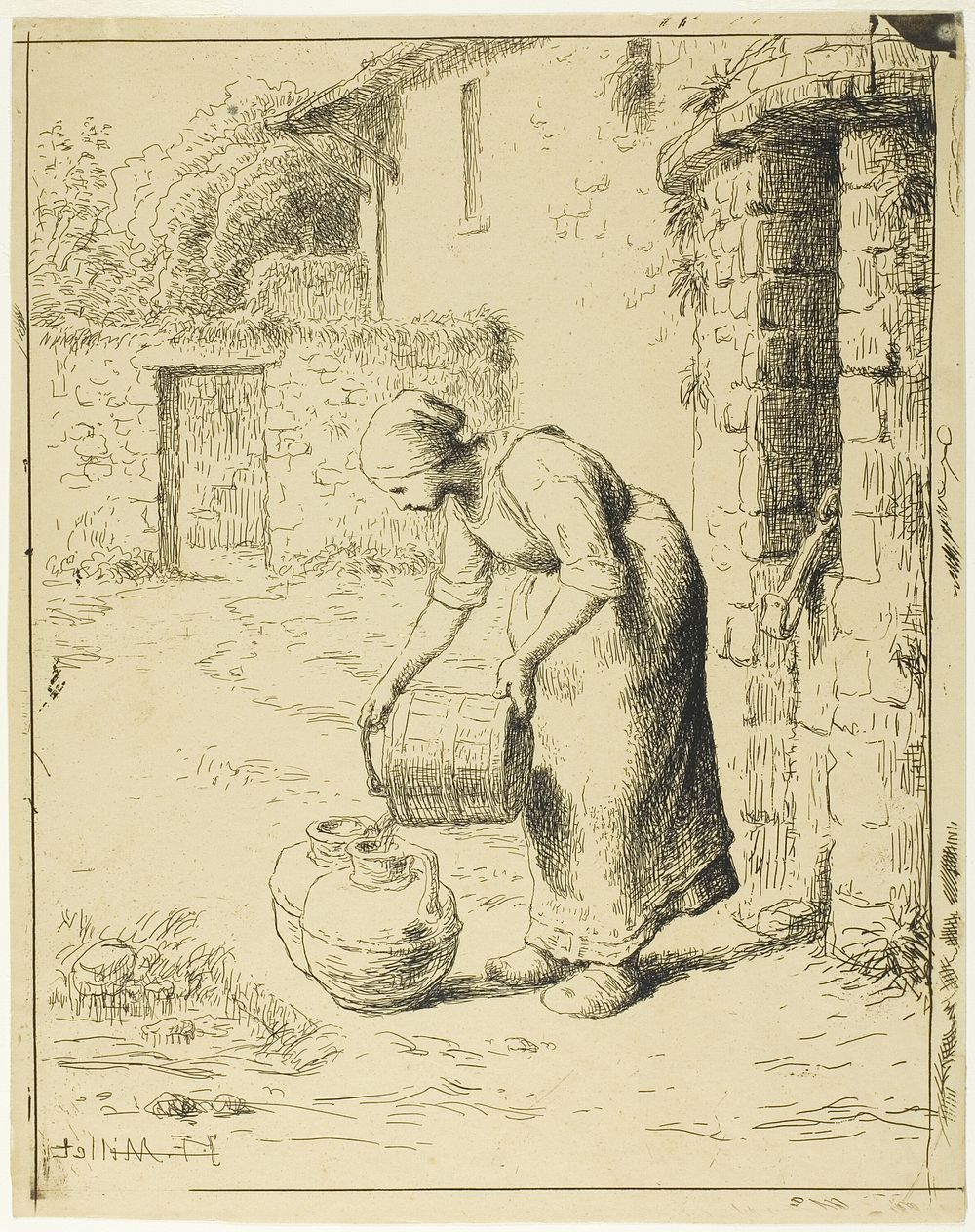 Woman Emptying a Pail by Jean François Millet