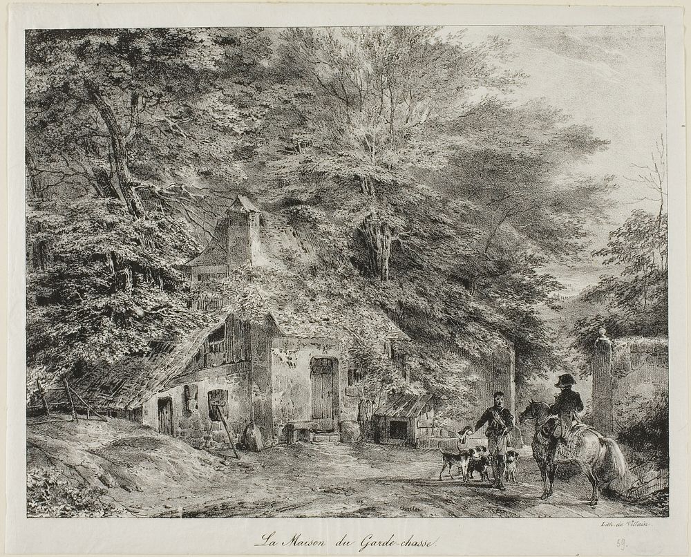 The Gamekeeper's Cottage, from the Album of 1826 by Nicolas Toussaint Charlet