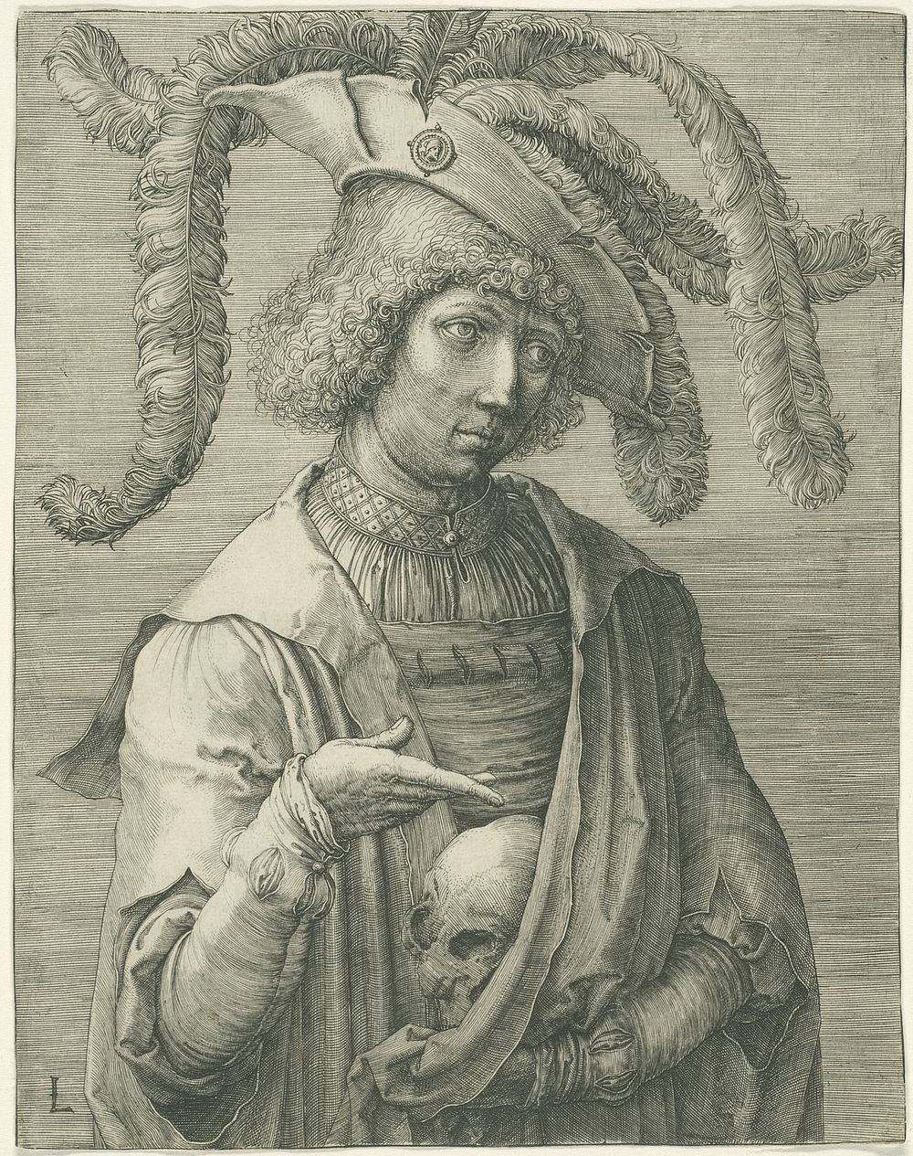Young Man with a Skull by Lucas van Leyden