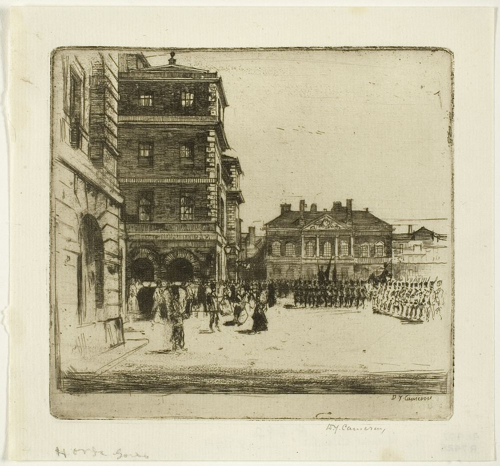The Horse Guards, plate four from the London Set by David Young Cameron