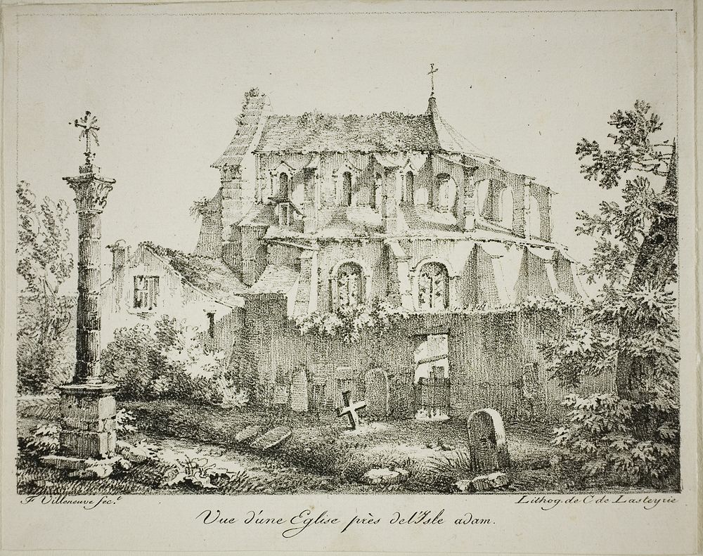 View of a Church Near l'Isle-Adam by Louis Jules Frederic Villeneuve