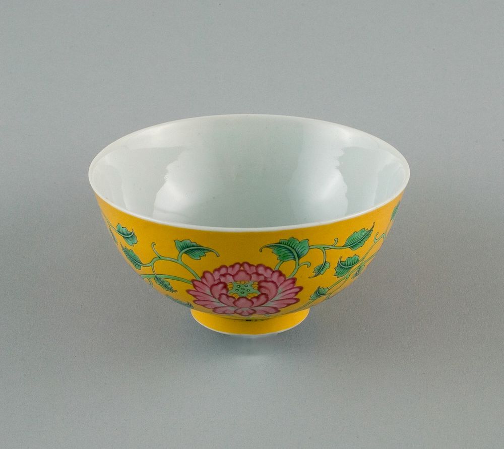 Bowl with Peony and Scrolling Peony Stems