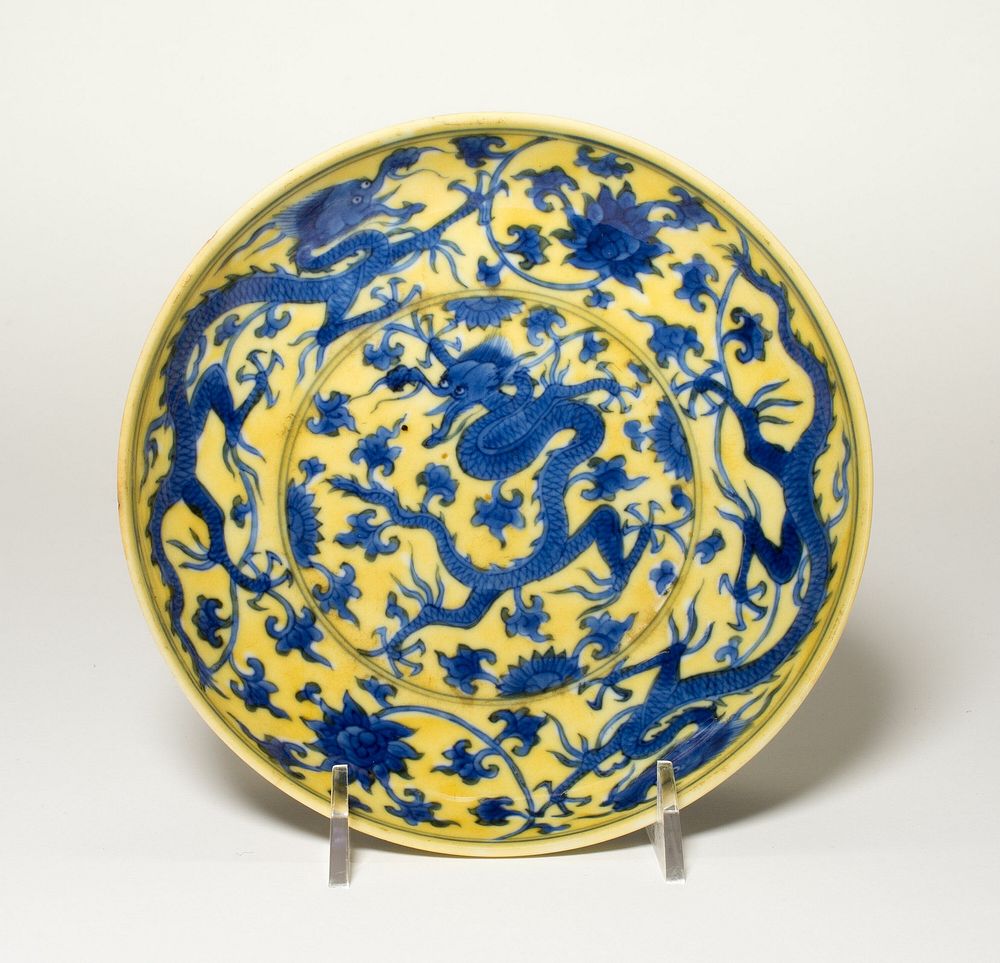 Dish with Dragons and Lotus Flowers