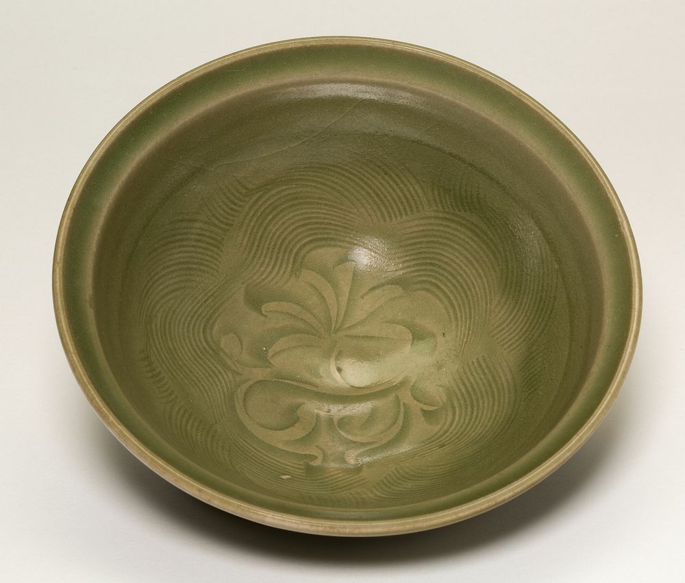 Bowl with Floral and Wave Pattern