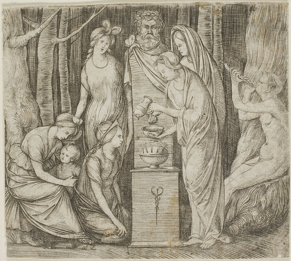 Sacrifice to Priapus, the smaller plate by Jacopo de' Barbari