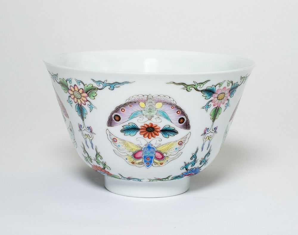 Cup with Floral Scrolls and Moths