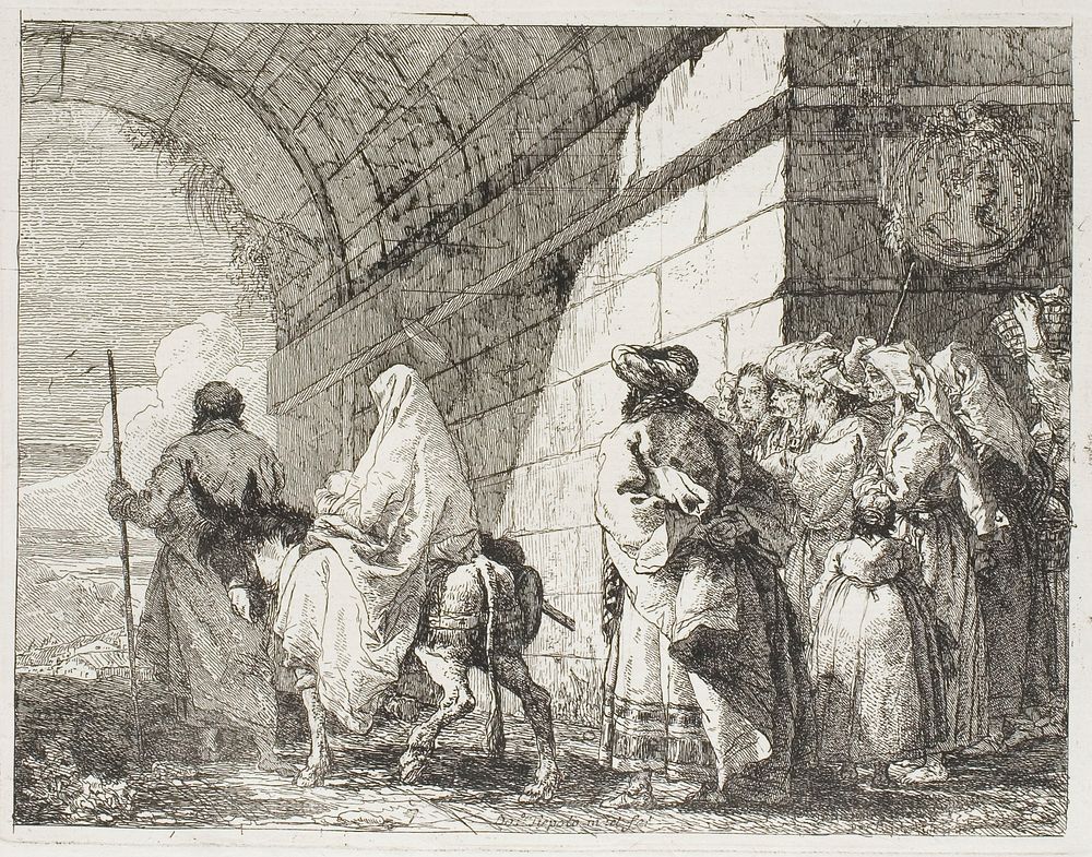 The Holy Family Leaving by a City Gate, plate seven from The Flight into Egypt by Giovanni Domenico Tiepolo