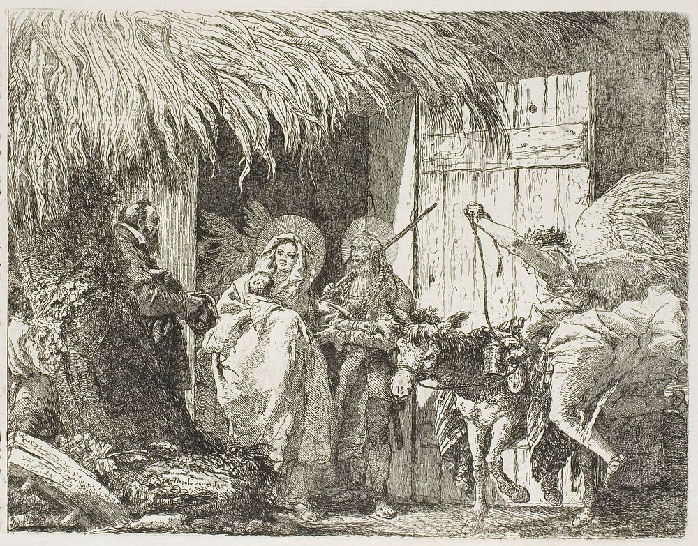 Joseph and Mary Seeking Shelter, plate five from The Flight into Egypt by Giovanni Domenico Tiepolo