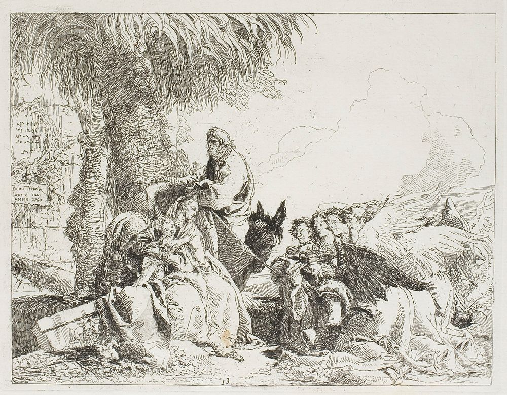 The Rest on the Flight, plate thirteen from The Flight into Egypt by Giovanni Domenico Tiepolo